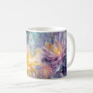 Lebendige florale abstrakte Malerei mit Explosion Kaffeetasse