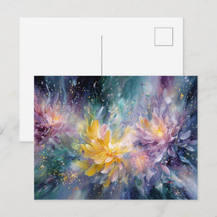 Lebendige florale abstrakte Malerei mit Explosion Postkarte