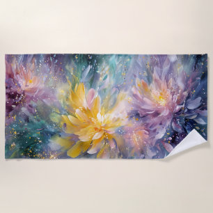 Lebendige florale abstrakte Malerei mit Explosion Strandtuch