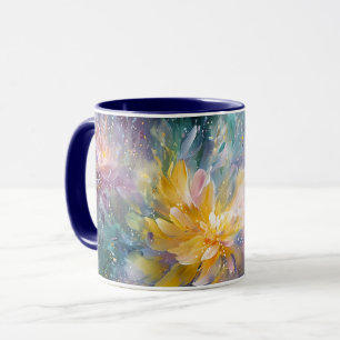 Lebendige florale abstrakte Malerei mit Explosion Tasse