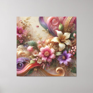 Lebendige florale Extravaganz-Leinwandkunst Leinwanddruck