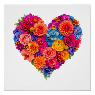 Lebendige florale Herzgestaltung aus schöner Kunst Poster