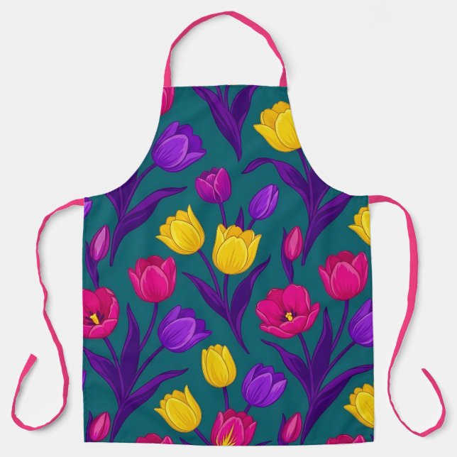 Lebendige Florale Küchenschürze Schürze (Vorderseite)