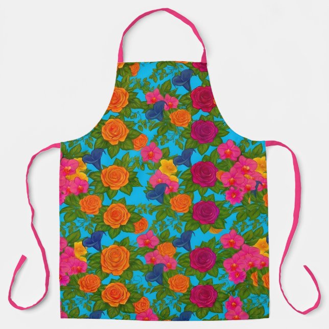 Lebendige Florale Küchenschürze Schürze (Vorderseite)