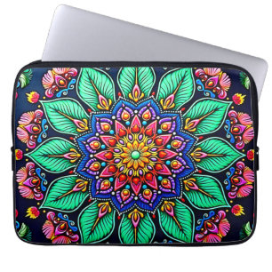 Lebendige florale Mandala-Kunst Laptopschutzhülle