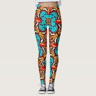 Lebendige florale Mandala-Wiederholungskunst Leggings