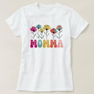 Lebendige Florale MOMMA-Typografie für den Muttert T-Shirt
