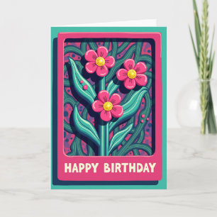 Lebendige Florale Pop-Art-Grußkarte Karte