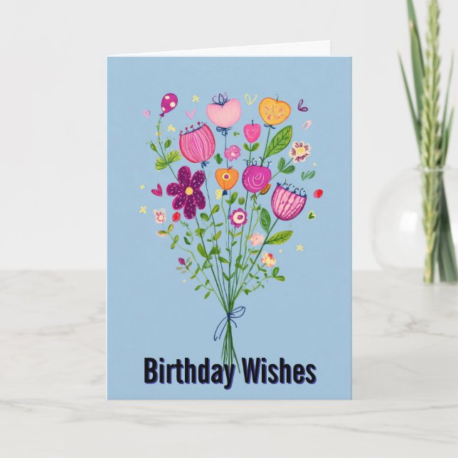 Lebendige Florale Wasserfarben Alles Gute zum Gebu Karte (Vorderseite)