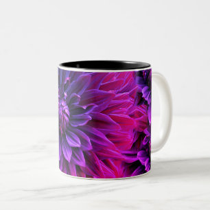 Lebendige Fraktal-Blüten-Kunst Zweifarbige Tasse