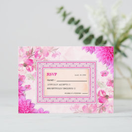 Lebendige Fuchsia-Rosa-Floral-Hochzeits-RSVP-Karte RSVP Karte