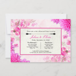 Lebendige Fuchsia-Rosa-Floral-Probe-Dinner Einladung