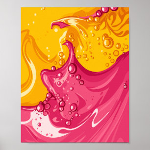 Lebendige Fusion aus rosa und goldenem Flüssigkeit Poster