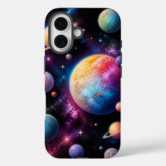 Lebendige Galaxie im Weltraum | Farbige Planeten iPhone 16 Hülle