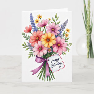Lebendige Geburtstags-Blumenkarte Karte