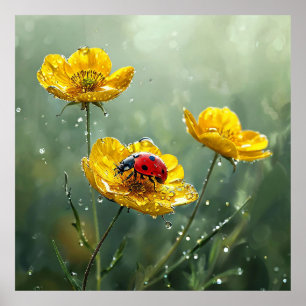 Lebendige gelbe Blumen Poster