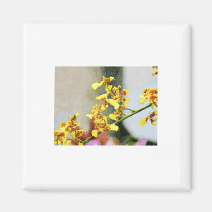 Lebendige gelbe Orchideen in einem Aquarell-Kunsts Magnet