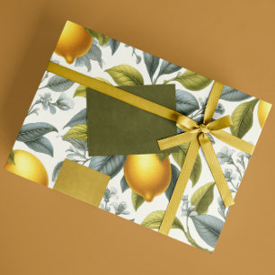 Lebendige gelbe Zitrone und blaue Wasserfarbe-Bota Geschenkpapier