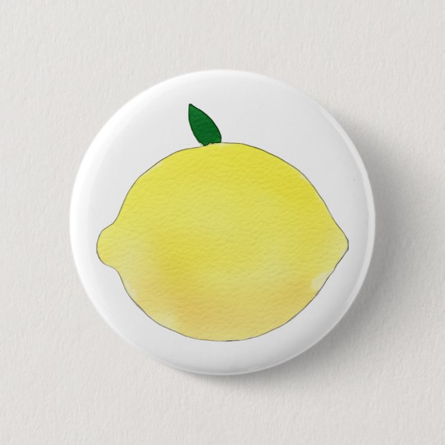 Lebendige gelbe Zitronenillustration Button (Vorderseite)