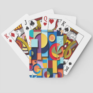 Lebendige geometrische Papier-Schnitt-Mosaik Spielkarten
