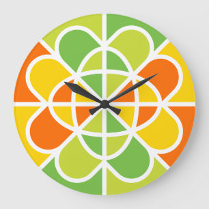 Lebendige geometrische Sonnenstrahlen-Abstrakte Ku Große Wanduhr