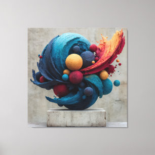 Lebendige, gerissene Kugel, explosive Farbsculptur Leinwanddruck
