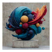 Lebendige, gerissene Kugel, explosive Farbsculptur