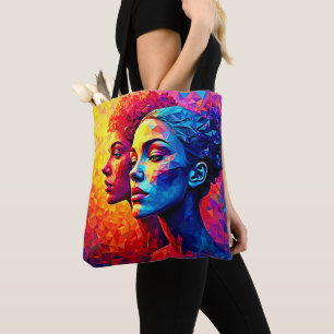 Lebendige Gesichter Mosaik-Abstraktdruck Tasche
