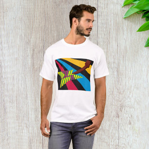 Lebendige Gitarre mit geometrischen Streifen T-Shirt