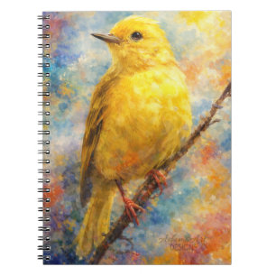 Lebendige goldene Singvogel-Wasserfarbenkunst Notizblock