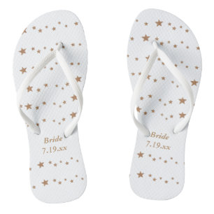 Lebendige Goldene Sterne Braut Hochzeitsdatum Flip Flops