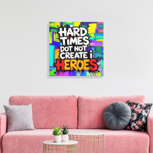 Lebendige Gradient-Typografische Create Heroes  Leinwanddruck