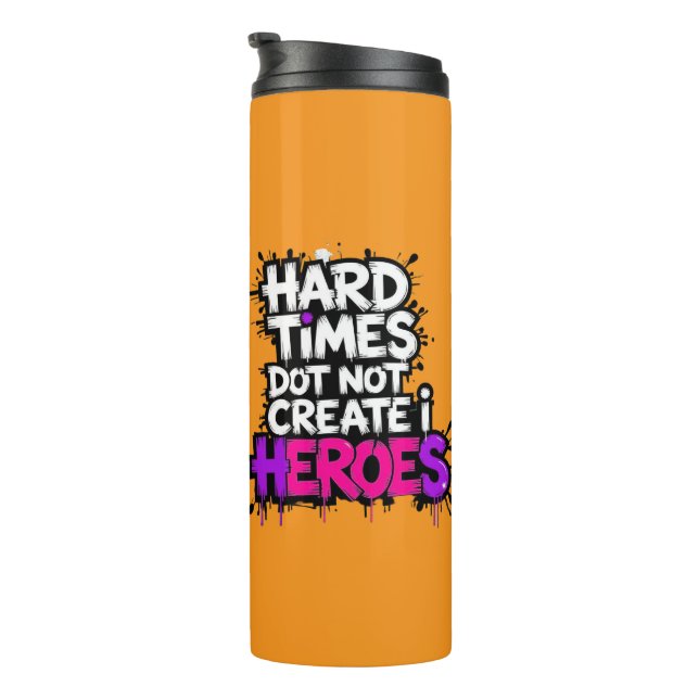 Lebendige Gradient-Typografische Create Heroes  Thermosbecher (Nach rechts gedreht)
