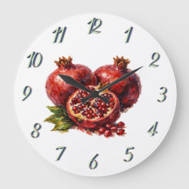 Lebendige Granatapfel-Küchen-Geschenke Kühne Rote Große Wanduhr