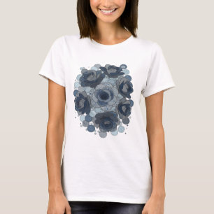 Lebendige graue blaue Rosen und Diamanten Zitat De T-Shirt