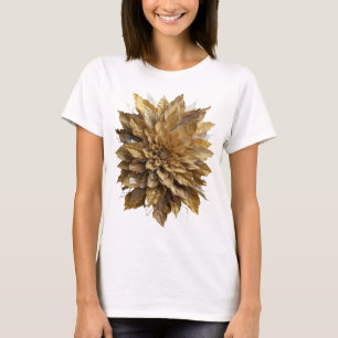 Lebendige graue GOLDENE BLUMEN Slogan-Design T-Shirt