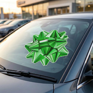 Lebendige grüne Geschenkschleife-Fensteraufkleber Fensteraufkleber