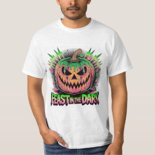 Lebendige Gruselpumpkin Pop Art T-Shirt