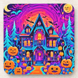 Lebendige Halloween-Hauskunst Getränkeuntersetzer