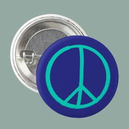 Lebendige, handbemalte blaue Taste zum Zeichen des Button