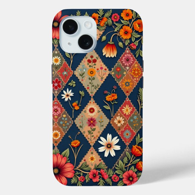 Lebendige Harmonie: Geometrisches florales Handy-D Case-Mate iPhone Hülle (Rückseite)