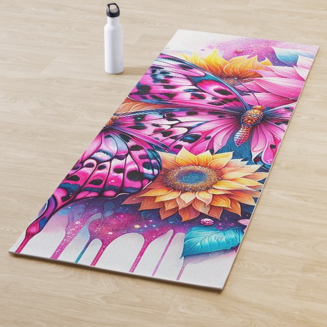 Lebendige Harmonie: Schmetterling und Sonnenblumen Yogamatte (Beispiel)