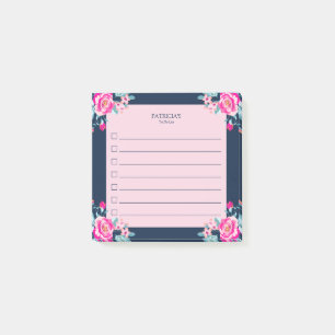 Lebendige heißrosa Rosen Benutzername Aufgabenlist Post-it Klebezettel