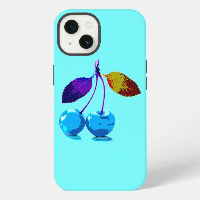 Lebendige hellblaue Kirschen  iPhone Hülle (Rückseite)