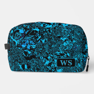 Lebendige hellblaue Monogramm-Kosmetiktasche Waschbeutel