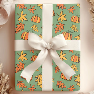 Lebendige Herbst-Blumen-Kürbis Geschenkpapier