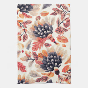 Lebendige Herbsttruthähne – Whimsical Watercolor Geschirrtuch