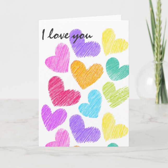 Lebendige Herz-Kreise "I Liebe you" Karte (Vorderseite)