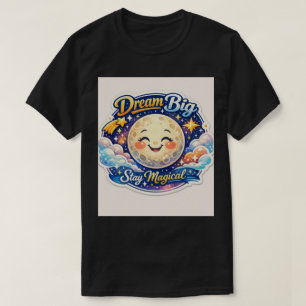 Lebendige himmlische Magie lächelnder Mond & Stern T-Shirt