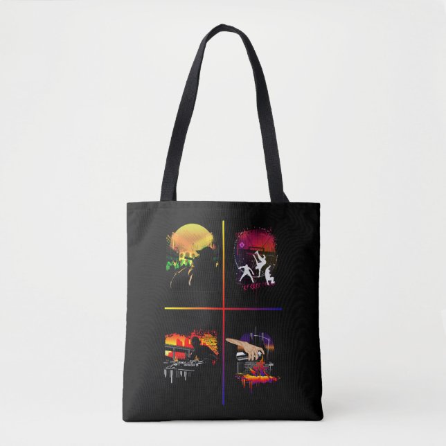 Lebendige Hip Hop Elemente AOP Tote MC DJ Breakdan Tasche (Vorderseite)